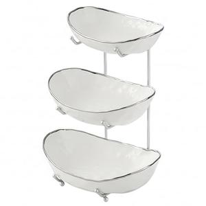 Tmore Fruit Bowl,Ceramic Fruit Bowl,Decorative Fruit Basket with Gold Metal Stand,Large Space Saving Serving Bowl for Kitchen Countertop,Dining Table & Party Display. One Bowl only