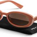 miyya Old Money Polarized Oval Sunglasses 2025 Edition, UV400 Protection, Feather-Light Fit & Trendy Colors (Pearl/Dark Brown)