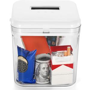 Timed Lock Box, Phone Lock Box with Timer, Rechargeable Time Locking Container, 6.5''x 6.5''x6.5'', Timed Lock Safe for Cell Phones, Snacks and Other Tempting Items