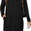 Totatuit Women Oversized Hoodies Dress Casual Long Sleeve V-Neck Hooded Sweatshirt Dress with Pockets 2025 Fall Outfits (Small, Black)