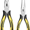 Premium Long Needle Nose Pliers-6''&8'', Paper Clamp Precision, High Carbon Steel, Soft Grip with Wire Cutter, Long Nose Cutting Pliers for Home, Fishing, Jewelry, Crafts,2pcs