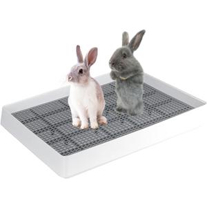 FHTONGE Extra Large Rabbit Litter Box Trainer Tray, Bunny Potty Training Litter Box for Cage,Rectangular Rabbits Litter Pan Pet Toilet with Grid for Squirrel Guinea Pig Rat Chinchilla Hedgehog Hamster