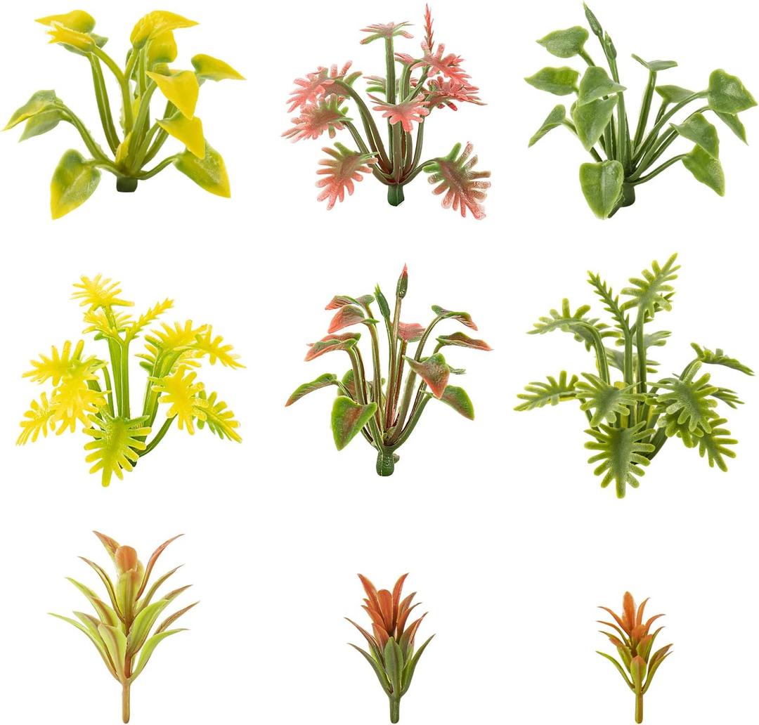 90 Pcs Mixed Model Plants Miniature Plants Mini Model Trees Green Shrubs Bush Model for Train Scenery Railway Sand Military Layout Park Garden Scene