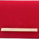 TrendsBlue Elegant Solid Color Velvet Clutch Evening Bag Handbag - Diff Colors (Red)
