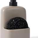 BosilunLife Dish Soap Dispenser - Matte Silver Grey Ceramic Kitchen Soap Dispenser with Sponge Holder Matte Ceramic Soap Daddy Dispenser 20oz for Kitchen Soap Pump and Sponges Caddy
