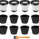 4 Pack F117 Filters Compatible with Dirt Devil Scorpion Handheld Vacuum Cleaner, Part # AD40117, with 8 Foam Sleeves & 1 Brush