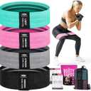 Resistance Bands for Working Out with Workout Bands Guide. 4 Booty Bands for Women Men Fabric Elastic Bands for Exercise Bands Resistance Bands for Legs Bands for Working Out Hip Thigh Glute Bands Set (Aqua, Pink, Grey, Black)