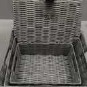 Set of 3 Woven Wicker Storage Basket Box with Lids & Lock, Built-in Carry Handles, Multifunctional Storage Organizer for Nursery, Baby, Clothes, Toys, Books, Large/Medium/Small Size (Grey)