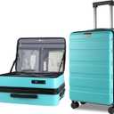 KROSER Carry On Luggage with Spinner Wheels & Built-in TSA Lock, Expandable Top Opening Hard Shell Suitcase Large Capacity Durable Rolling Luggage with USB Port, Carry-On 20-Inch, Lake Blue