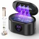 Ultrasonic Jewelry Cleaner, 48KHz Ultrasonic Cleaner Machine with 20oz 304 Stainless Steel Tank, Dual Modes & LED Display - for Jewelry, Eyeglasses, Watches, Dentures, Retainers & More-Black