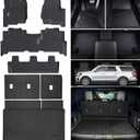 Floor Mats for Ford Expedition MAX 2018-2023 2024 (Only Fit Max 8 Seats / 2nd Row Bench Seat) with Cargo Liners,TPE All Weather Protection Floor Liners with Trunk Mat Covering The Backrest