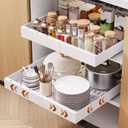 OneDream 2 Pack Pull Out Cabinet Organizer, 21" Deep Slide Out Drawers for Kitchen Cabinets, No Drill Adhesive Pull Out Drawers for Cabinets, Roll Out Shelves Adjustable Width 12.05"-20.4" (White)
