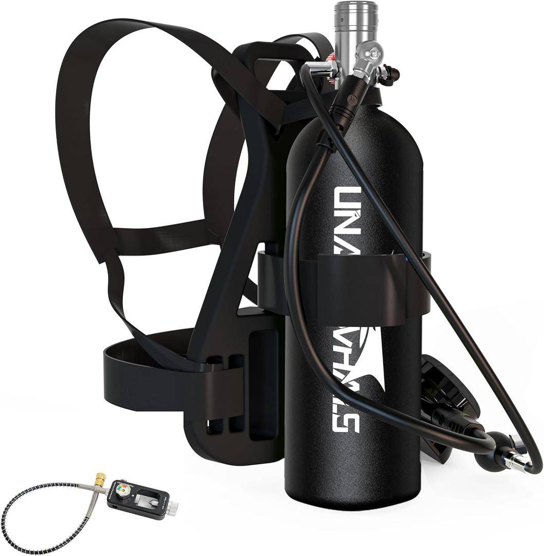 2.3L Mini Scuba Tank, 25-35 Minutes Diving Lung Tanks, DOT-Certified Scuba Diving Tank, Portable Dive Portable Lungs, 2.3L(16 Cu Ft) Capacity, 3000 Psi Max Pressure, Aluminum Tank, Within 30 Ft