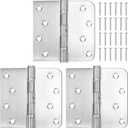 3 Pack 4 x 4 Inches Heavy 304 Stainless Steel Door Hinges, Bearing Capacity Exterior Door Hinges with Square and 5/8'' Radius