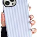 Compatible with iPhone 16 Pro Case, Cute Fashion Aesthetic Striped Pattern Cover for Women, Shockproof Soft TPU and Hard PC Protective Phone Case for iPhone 16 Pro 6.3"- White