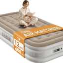 Sebor Air Mattress with Built-in Pump, Comfortable Self-Inflating Air Mattress with High-Speed Pump, Durable Blow Up Mattress Twin with Storage Bag for Guests, Camping (Khaki White, 13" Twin XL)