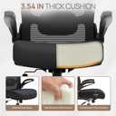 Mimoglad Ergonomic Office Chair - Desk Chair with Flip-up Armrests & 135 Recline, Adjustable Lumbar Support - Space-Saving Task Chair for Business/Team Office & Home (Black, 350lbs)