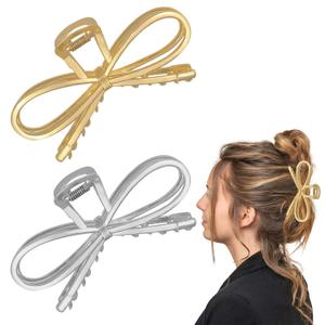 2 PACK Large Bowknot Shark Hair Clips for Women Thick Hair Claw Clips Hair Accessories for Women and Girls