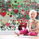 2 x JarThenaAMCS Valentine's Day Window Cling Stickers Red Black Pink Heart Plant Rose Flower Double-Sided Reusable Window Decals for Party Home Office Classroom Decoration, 4 Sheets