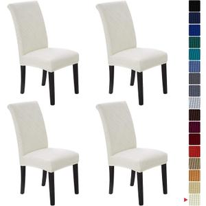 Howhic Stretch Chair Covers for Dining Room Set of 4, Removable Washable Dining Room Chair Covers, Dining Chair Slipcovers Seat Protector, Great for Home and Banquet Decoration (Ivory, 4 Pack)