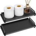 2 Pack Toilet Paper Storage, Toilet Tank Tray with Handle, Toilet Paper Basket for Bathroom, Toilet Tank, Kitchen (Black)