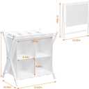 aboxoo Luggage Rack with storage, Guest Room Folding Suitcase Stands, Holds up to 120 lb, Space Saving Suitcase Holders for guest room, Bedroom Hotel, White