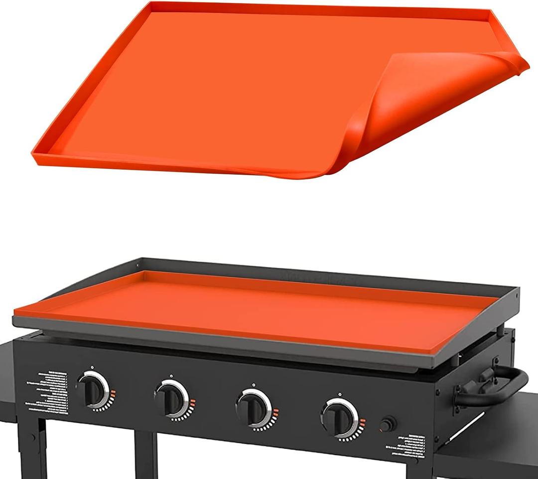Silicone Griddle Mat, Grill Cover for Blackstone 36 Inch Griddle - Heavy Duty Food Grade Silicone Mat, Thickened 36" Mat Protective Cover Grilling Accessory for Black Stone - Orange