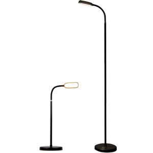 KOZIS Cordless Rechargeable Type-C FlexLamp | 2-in-1 Desk Floor Customizable | 3 Colors Adjustable Gooseneck | Stepless Dimming | Lamp for Piano Craft Bedroom Office Study Reading Camping