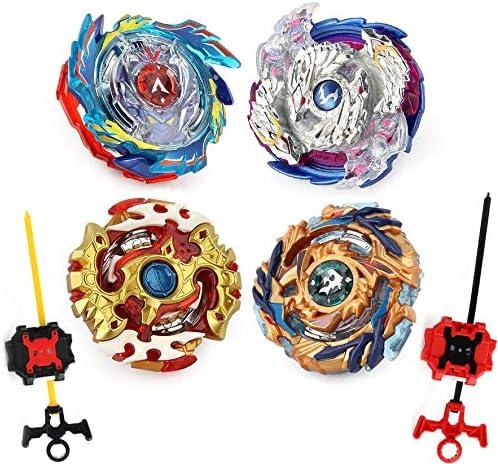 Elfnico Bey Battling Top Burst Gyro Toy Set 4 Spinning Tops 2 Launchers Combat Battling Game with Portable Storage Box Gift for Kids Children Boys