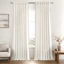 MIULEE Non-See-Through Privacy Linen Curtains 2 Panels, Light Filtering Window Curtains Farmhouse Textured Back Tab Semi Sheer Drapes for Bedroom Living Room, 52 x 90 Inches Long, Natural White