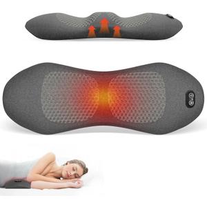 3in 1 Smooth Spine Triple Fusion Back Massager Electric Lumbar Support Pillow withHeat, Vibration & Adjustable Traction -Memory Foam Back Massager for Lower BackPain Relief