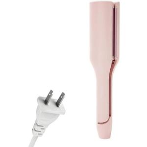 Curling Iron Hair Crimper Waver Beach Waves Curling Wand, Ionic Deep Waver Hair Curler Tool with Ceramic 3 Barrel for Women, Dual Voltage, Anti-Scald, Easy to Use, Pink, 1.25 Inch