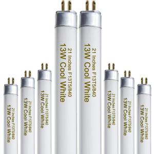 7 Pack 21 Inch T5 Fluorescent Light Bulb 13 Watt F13T5/CW Compatible for Sylvania Satco Philips GE Under Cabinet Tube Light Cool White 800 Lumen G5 Base 8 Count