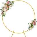 Wokceer Round Backdrop Stand 5FT Circle Balloon Arch Frame Circle Backdrop Stand Gold Round Arch for Wedding Birthday Party Bridal Shower Anniversary Event Ceremony Decoration (5 ft)