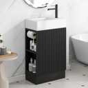 Merax Bathroom Vanity with Sink 18.6 Inch, Cabinet with Storage Shelf & Toilet Paper Holder (Black)