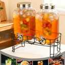 Glass Drink Dispenser with Stand, Beverage Dispenser for Parties