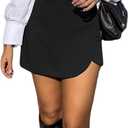 Women's Mini Skort High Waisted Dressy Wrap Asymmetrical Skorts with Built-in Shorts for Going Out Outfits (Medium, Black)
