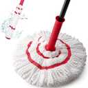 KeFanta Self Wringing Mop for Floor Cleaning, Microfiber Floor mop with 57 " Long Handle, Easy Wringing Mop for Kitchen Hardwood Bathroom Garages Warehouses Vinyl Tile Laminate Home Office (Red Twist Mop)