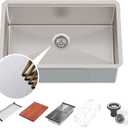 30" x 19" Kitchen Workstation Sink - 10" Deep Basin, 3D Embossed Undermount, Scratch Resistant Stainless Steel