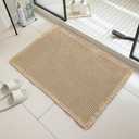 Bohemian Waffle Bathroom Rugs, Non-Slip Washable Bath Mat, Ultra-Soft Shower Mat with Rubber Backing, Brown