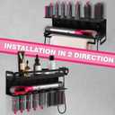 Hyber&Cara Wall Mounted Storage Holder Compatible with Dyson Airwrap Storage Stand Rack No Drill Storagefor Bathroom Shelf Organizer Curling Iron Attachments and Complete Styler (Black 1)