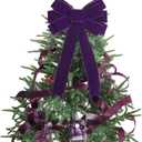 13" Purple Bow Pre-Tied Bow for Christmas Tree, Purple Velvet Ribbon Bow for Wreaths, Tree Toppers Bow, Premade Bow, Gift Bow for Party Favor, Christmas Home Indoor Outdoor Decor-1 Counts