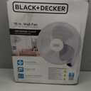 BLACK+DECKER 16" Wall Mount Fan With Remote Control, Oscillating With 3 Speed Settings and Shut Off Timer, Adjustable Tilt Angle, White