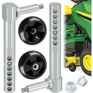 CheeMuii Lawn Mower Deck Gauge Wheel and Deck Arm Kit 2 Pcs Deck Wheels Replace for AM125172 2 Pcs Mower Deck Wheel Arm Replace for AM131288 AM131289