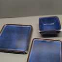 Square Melamine Dinnerware Set of 12pcs, Blue Dish Set for 4,Unbreakable Plate and Bowl Set, Lightweight, Dishwasher Safe and BPA Free,Suit for RV,Camping