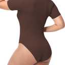 Dalavch 4 Pack Short Sleeve Bodysuit for Women Crew Neck Stretchy Casual Basic Fitted Body Suits T Shirt Tops Size L