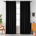 Pickluc Blackout Curtains 84 Inches Long 2 Panels, Black Out Drapes for Bedroom or Living Room, Back Tab and Rod Pocket Top, Set of Two, Black, 52" Wide and 84" Length.