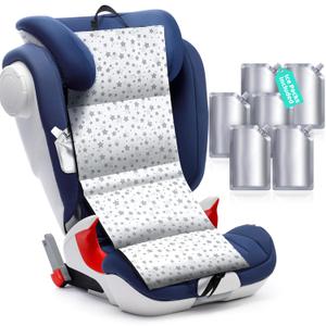 Car Seat Cooling Pad for Babies, Toddlers, Infants, Carseat Cooler Pad with 6 Removable Ice Packs for Summer Sun Heat Cover Protector(Add Water to The Ice Pack Until Full Before Freezing) (off-white)