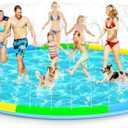 197" Extra Large Splash Pad - Non-Slip Splash Pad for Kids and Dogs Thickened Dog Pool with Sprinkler Outdoor Water Toys Giant Fountain Play Mat for Toddlers Children Adults Pets