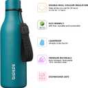 BJPKPK Insulated Water Bottles, 18 oz Stainless Steel Metal Water Bottle with Strap, BPA Free Leak Proof Jugs, Mugs, Flasks, Reusable Thermal Flasks for Sports & Travel, Lake Blue